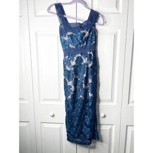chinese dress ladies BLUE BEADED LACE PENCIL MIDI DRESS | CULT MIA